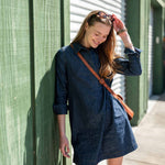 Women's Dark Wash Chambray Long Sleeve Dress