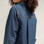 Women's Dark Wash Chambray Long Sleeve Dress