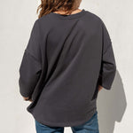 Women's Dark Grey French Terry V-Neck Sweatshirt