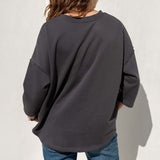 Women's Dark Grey French Terry V-Neck Sweatshirt