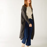 Women's Dark Grey Heather Cashmere Chelsea Travel Kimono Front View 2