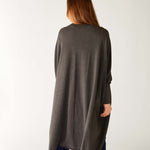 Women's Dark Grey Heather Cashmere Chelsea Travel Kimono Rear View