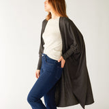 Women's Dark Grey Heather Cashmere Chelsea Travel Kimono Side View 2