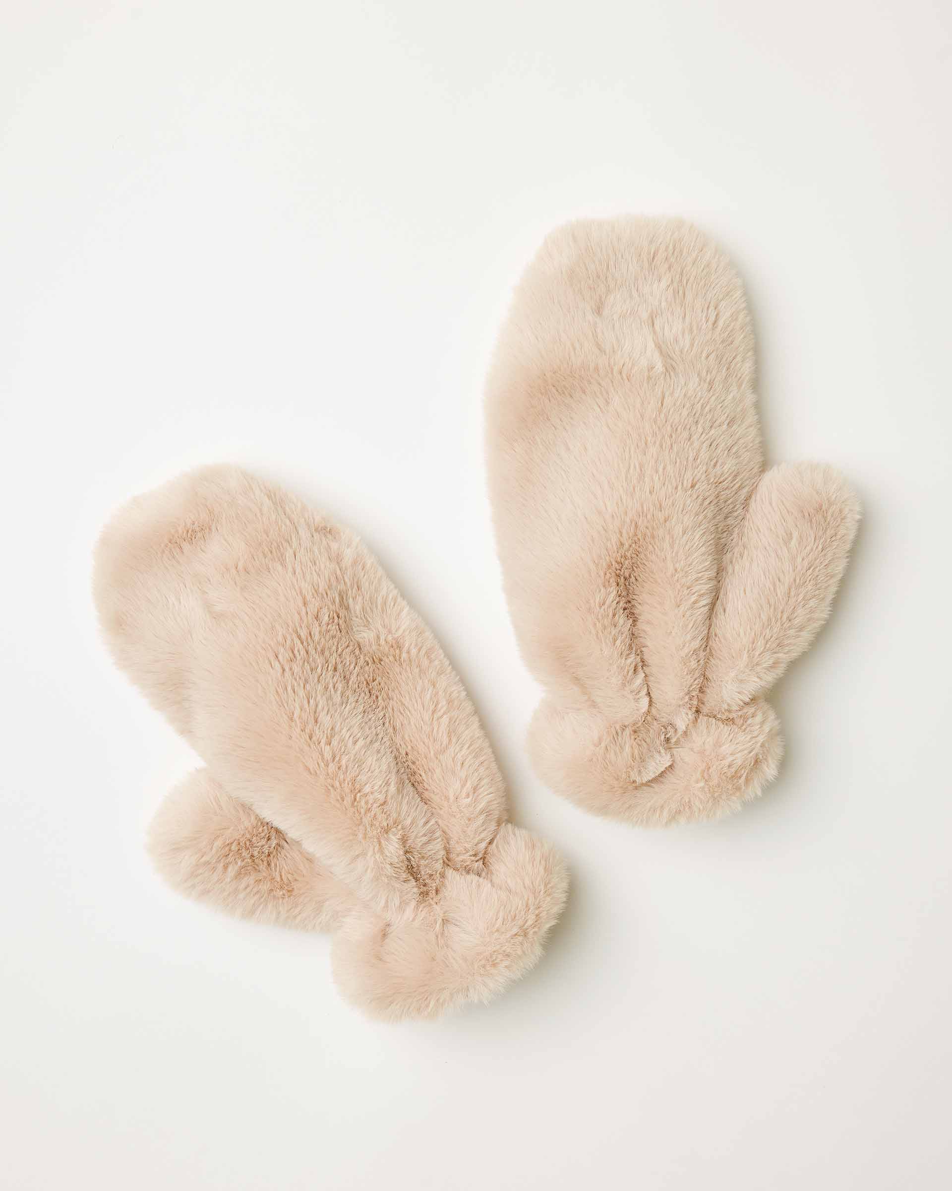 Women's Faux Fur Cozy Mittens With Thumb Holes