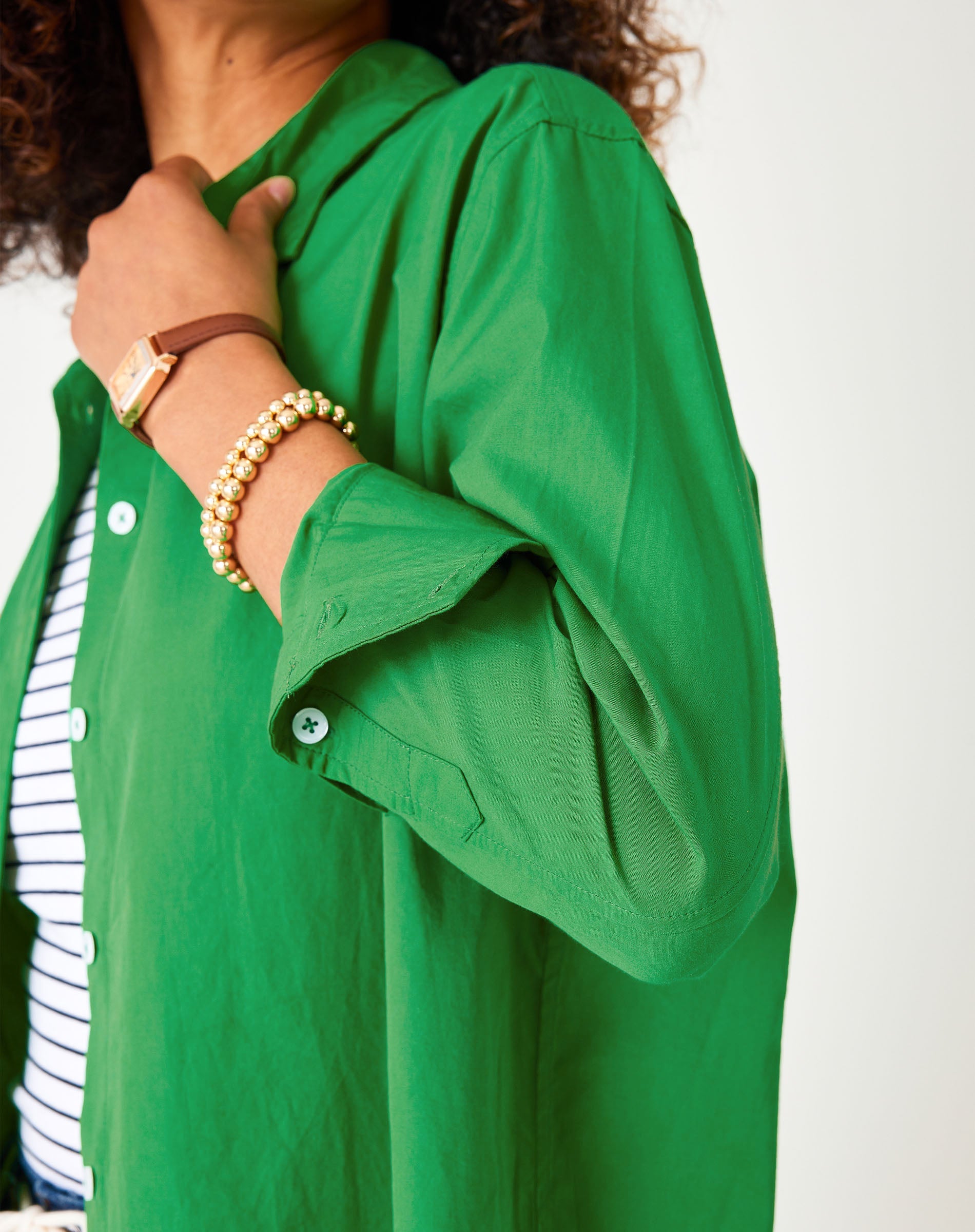 Women's Green Button Down Everyday Shirt