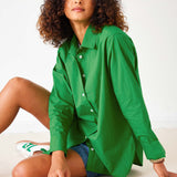 Women's Green Button Down Everyday Shirt