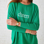 Women's Green Oversized Holiday Word Christmas Sweater