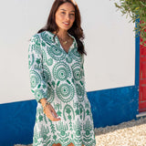 Women's Green Embroidered Mini Coverup Dress