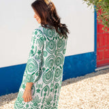 Women's Green Embroidered Mini Coverup Dress