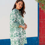 Women's Green Embroidered Mini Coverup Dress