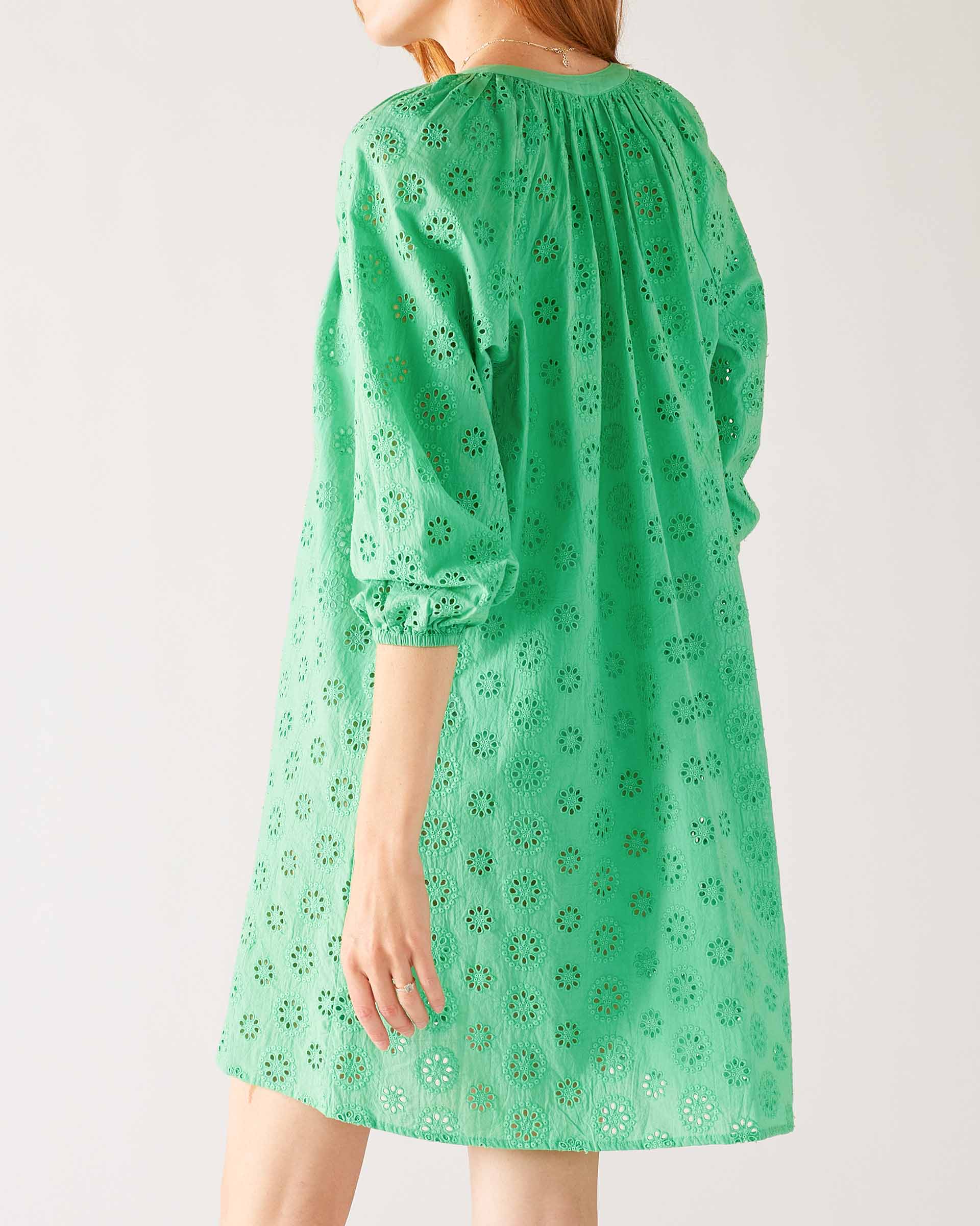 Women's Lightweight Green Eyelet Coverup Dress Back View