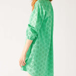 Women's Lightweight Green Eyelet Coverup Dress Side View