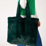 Women's Faux Fur Tote Bag with Pockets