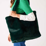 Women's Faux Fur Tote Bag with Pockets