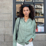 Women's Light Green Long Sleeve Button Up Blouse