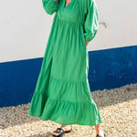 Women's Green Tiered Maxi Resort Dress