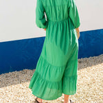 Women's Green Tiered Maxi Resort Dress