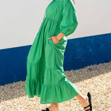 Women's Green Tiered Maxi Resort Dress
