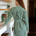 Women's Green Patterned Long Sleeve Dress Fall Fashion