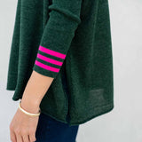 Women's Green Pink Holiday Oversized Sweater