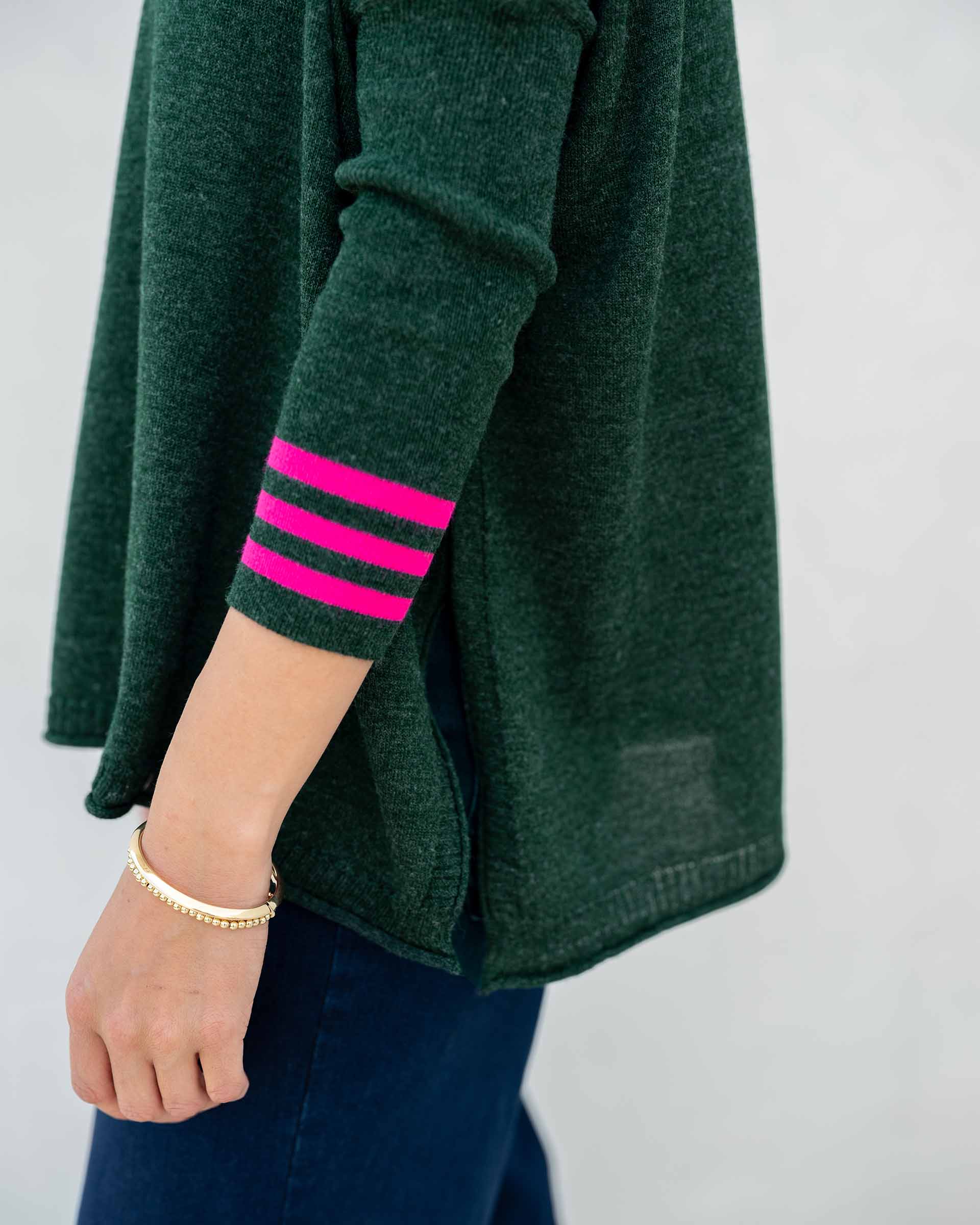 Women's Green Pink Holiday Oversized Sweater