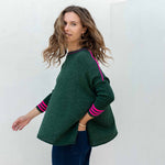 Women's Green Pink Holiday Oversized Sweater