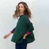 Women's Green Pink Holiday Oversized Sweater