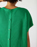 Women's One Size Green Short Sleeve Sweater with Buttons Down Back Rear View