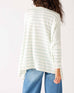 Women's Oversized Crewneck Knit Sweater in Green Stripes Back View