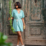 Women's Green Striped Mini Dress