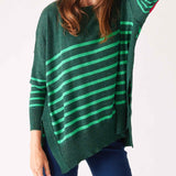 Women's Green Striped One Sized Holiday Sweater