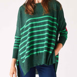 Women's Green Striped One Sized Holiday Sweater