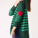 Women's Green Striped One Sized Holiday Sweater