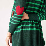 Women's Green Striped One Sized Holiday Sweater