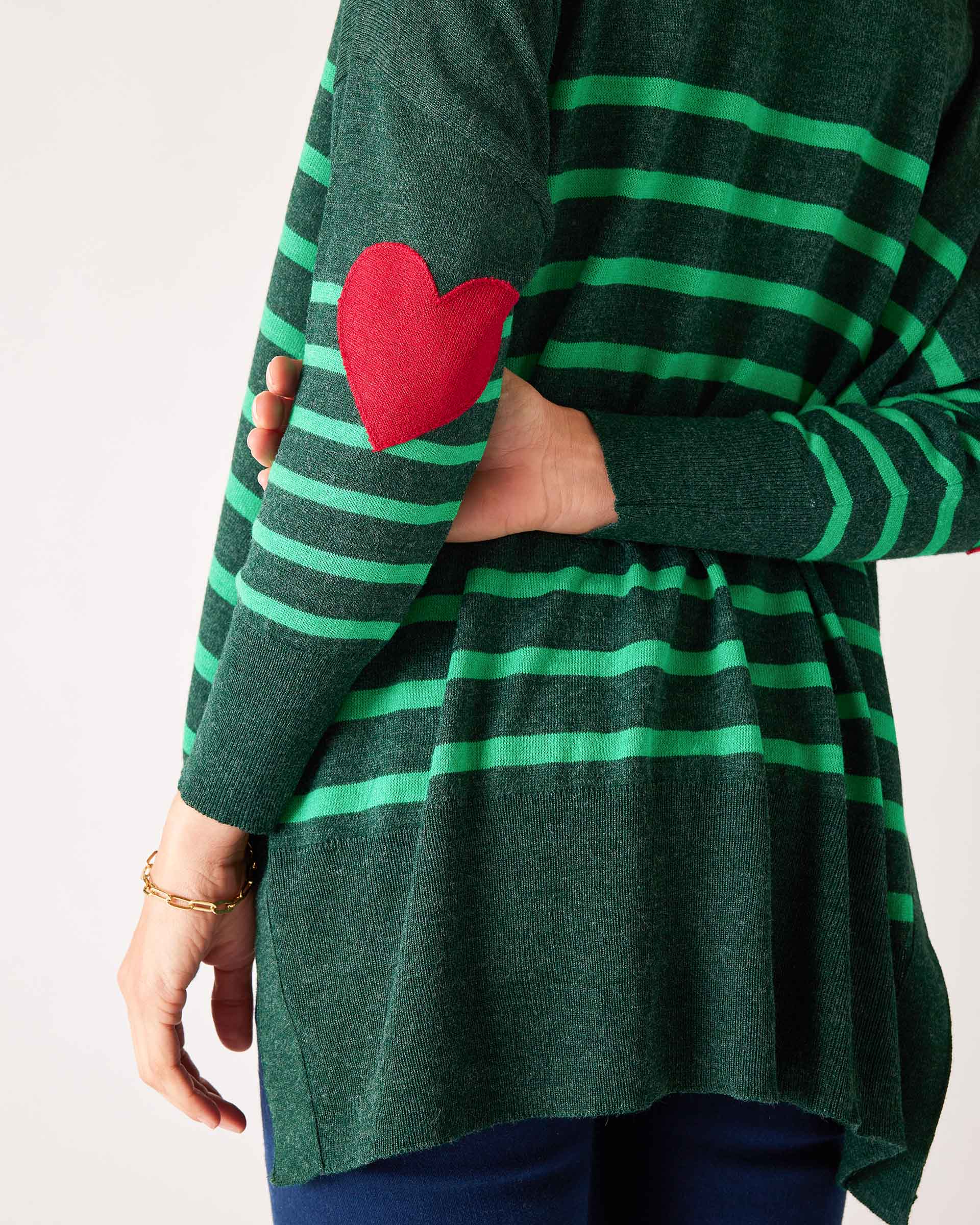 Women's Green Striped One Sized Holiday Sweater