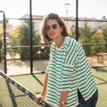 Women's Green Striped Oversized Sweater