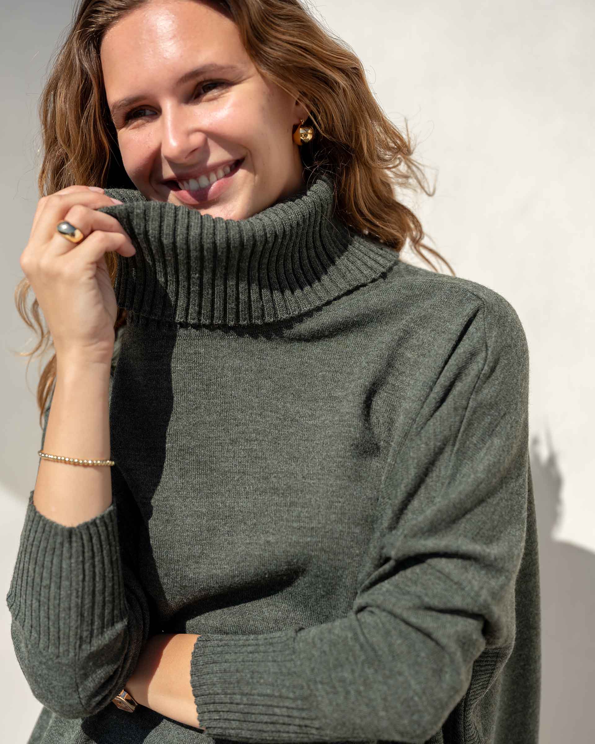 Women's Turtleneck Sweater with Side Slits