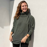 Women's Turtleneck Sweater with Side Slits