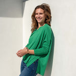 Women's Emerald Green V-Neck Sweater One SIze