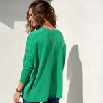 Women's Emerald Green V-Neck Sweater One SIze