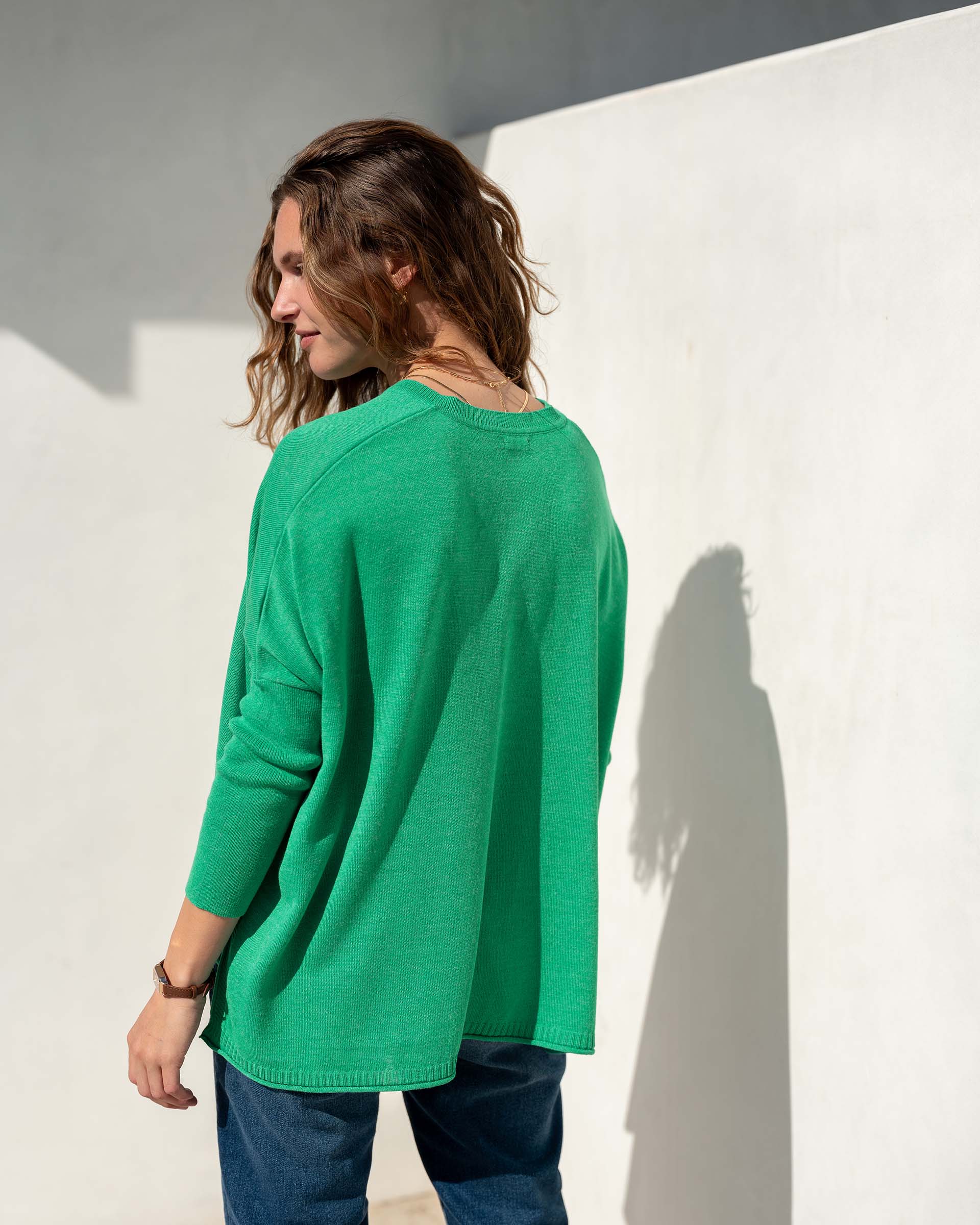 Women's Emerald Green V-Neck Sweater One SIze