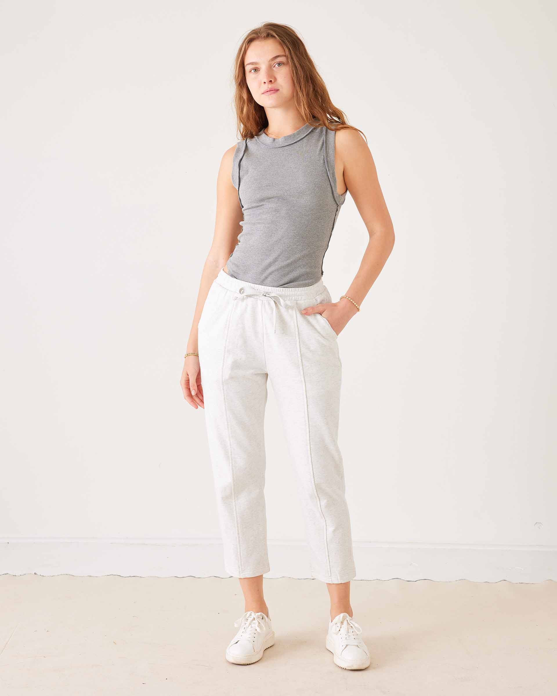 Women's Grey French Terry Jogger With Drawstring