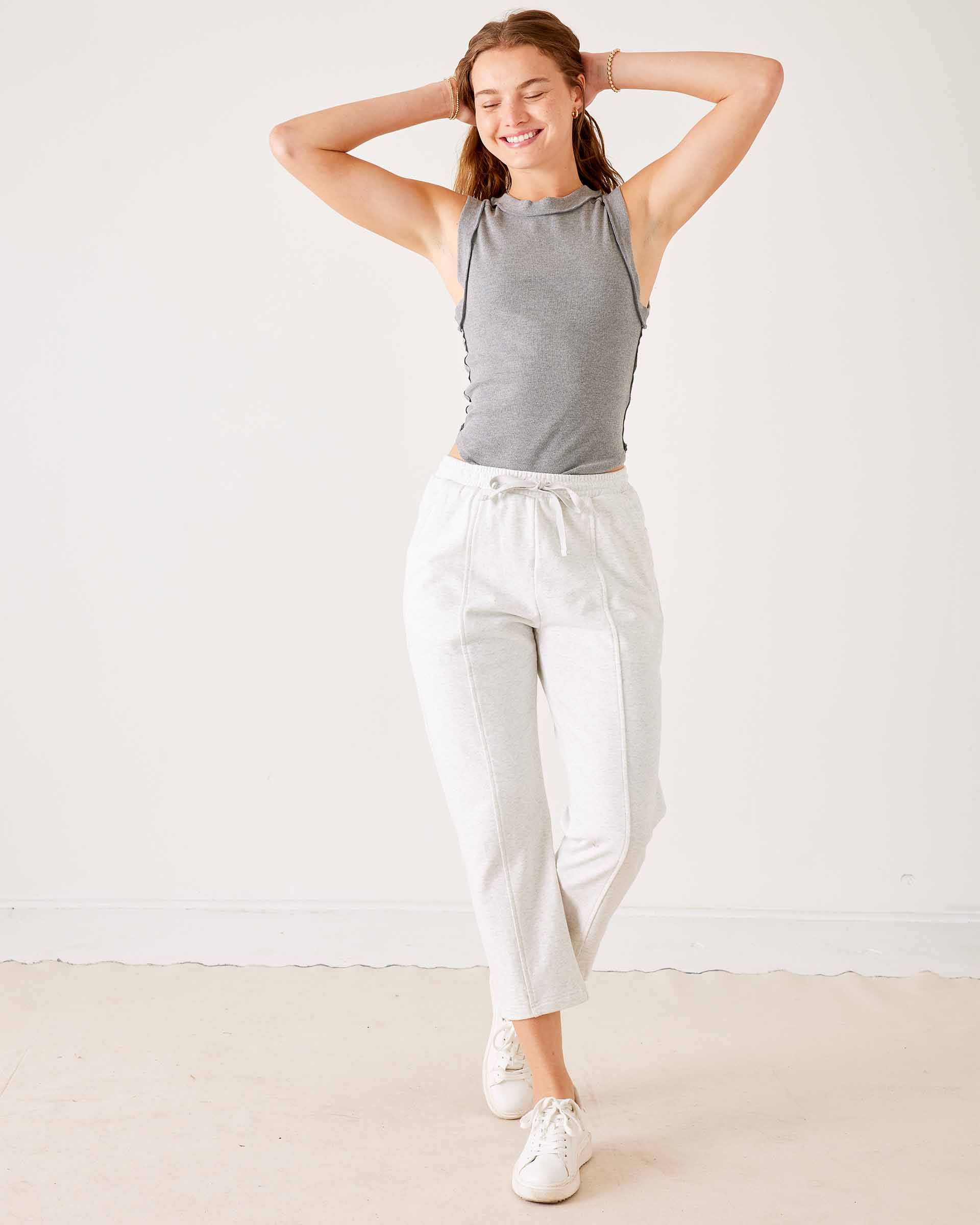 Women's Grey French Terry Jogger With Drawstring