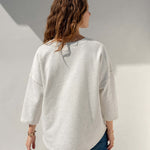 Women's Grey French Terry V-Neck Sweatshirt