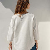 Women's Grey French Terry V-Neck Sweatshirt