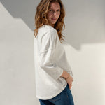 Women's Grey French Terry V-Neck Sweatshirt