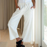 Women's Grey French Terry Wide Leg Pant