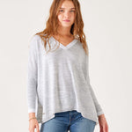 Women's Grey Vneck Oversized Sweater