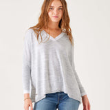 Women's Grey Vneck Oversized Sweater