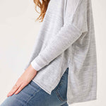 Women's Grey Vneck Oversized Sweater